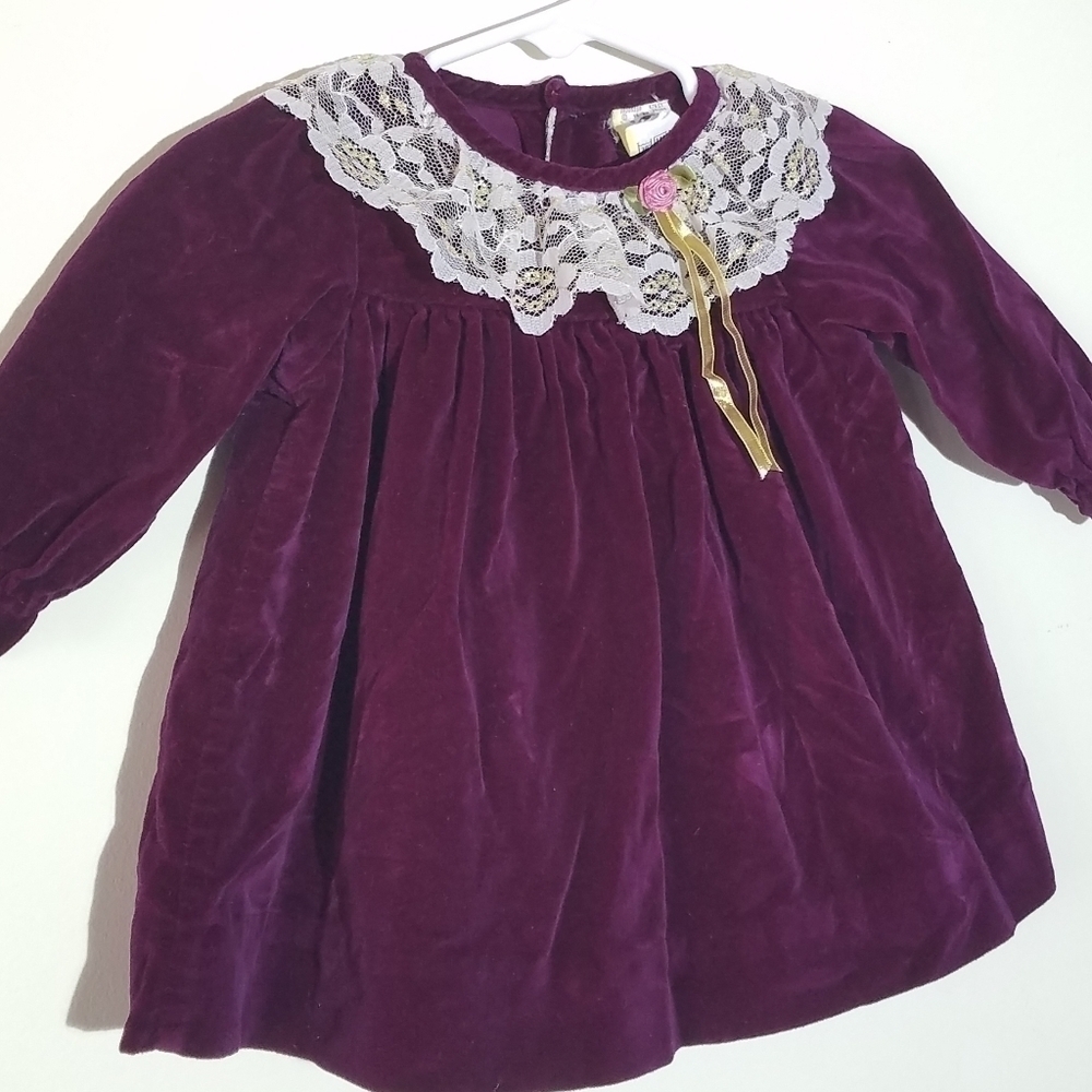 Vintage Velvet Lace Dress 3-6m